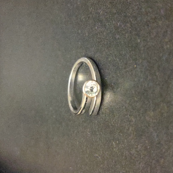 Swarovski Jewelry - Silver tone Swarovski crystal ring, asymmetric style, size 6.5